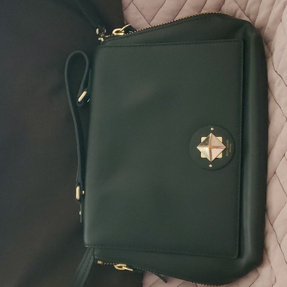 Kate Spade Medium Satchel Bag Black leather top handle flap shoulder - Picture 1 of 14